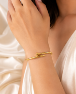 Golden Color Nail Cuff Bracelet - Image 2
