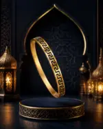 Gold & Black Greek Key Bangle