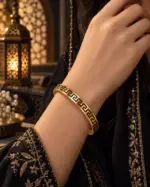 Gold & Black Greek Key Bangle - Image 2