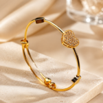 Heart Charm Gold-Tone Bangle