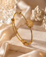Sparkling Floral Gold-Tone Bangle