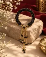 Black Beaded Gold Chain Bracelet