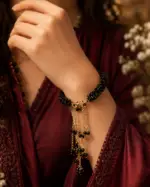 Black Beaded Gold Chain Bracelet - Image 2