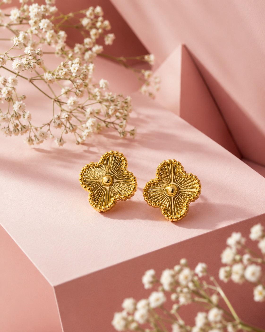 E1 Elegant Clover Stud Earrings - Image 1