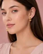 Golden Flower Stud Earrings - Image 2