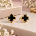 Black Clover Gold Stud Earrings