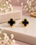 Black Clover Gold Stud Earrings