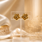 Golden Rose Stud Earrings