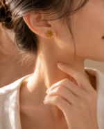 Golden Rose Stud Earrings - Image 2