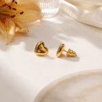 Golden Heart Stud Earrings