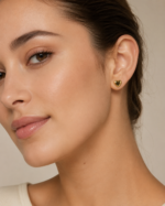 Golden Heart Stud Earrings - Image 2