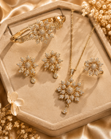 5-Piece Gold-Tone Floral Jewelry Set