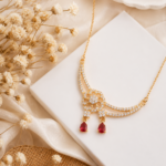 Elegant Red & White Stone Necklace