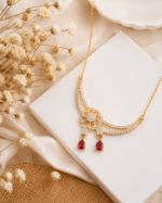 Elegant Red & White Stone Necklace