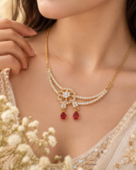 Elegant Red & White Stone Necklace - Image 2