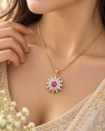 Pink & White Stone Pendant - Image 2
