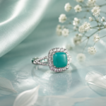 Aqua Cushion Halo Ring