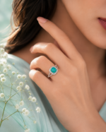 Aqua Cushion Halo Ring - Image 2
