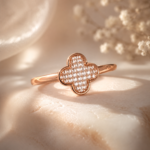 Gold Tone Clover Sparkle Ring