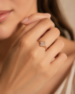 Gold Tone Clover Sparkle Ring - Image 2