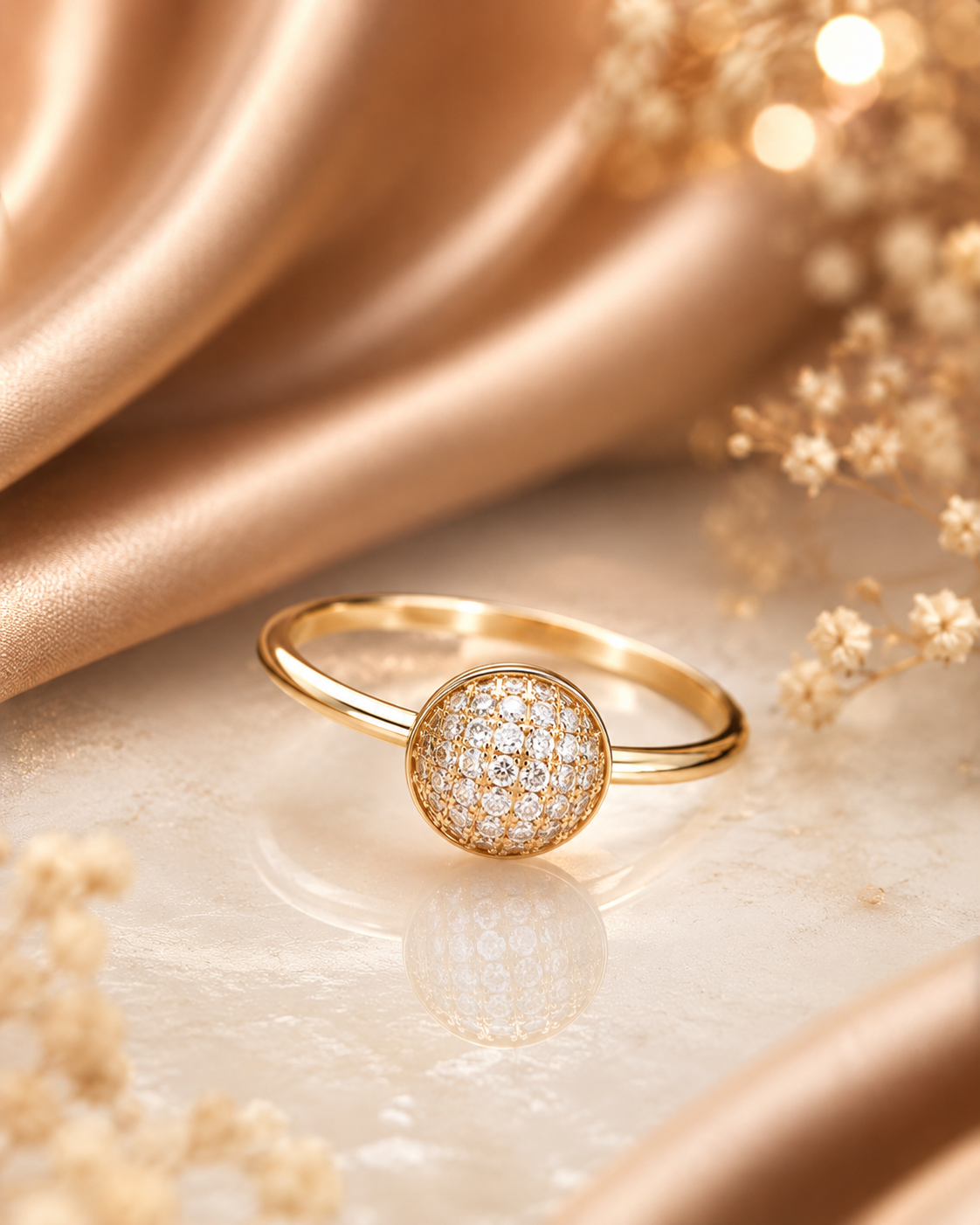 R9 Gold-Tone Crystal Dome Ring - Image 1