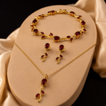 Dark Red Tulip Jewellery Set