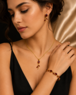 Dark Red Tulip Jewellery Set - Image 2