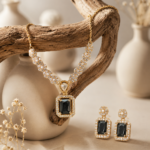 Black Square Stone Jewelry Set