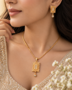 Rectangle Necklace & Earrings Jewelry Set - Image 2
