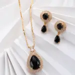 Black Stone Teardrop Jewellery Set