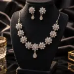 Silver Floral Necklace and Earrings Set
